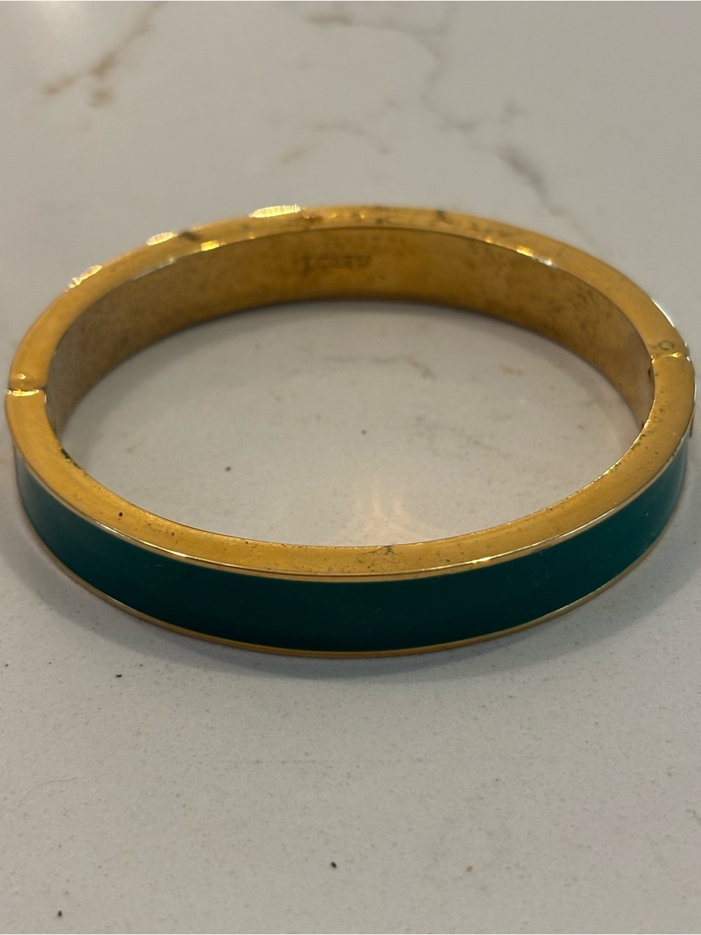 J. Crew Gold-Tone Bangle with Teal Enamel Inlay